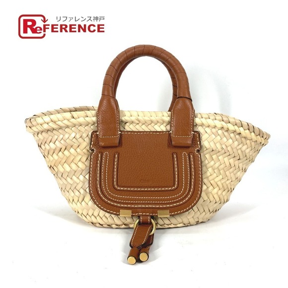 Chloe Handbags - Chloe Marcie handbag tote bag Beige Pink Tan Straw Tan leather